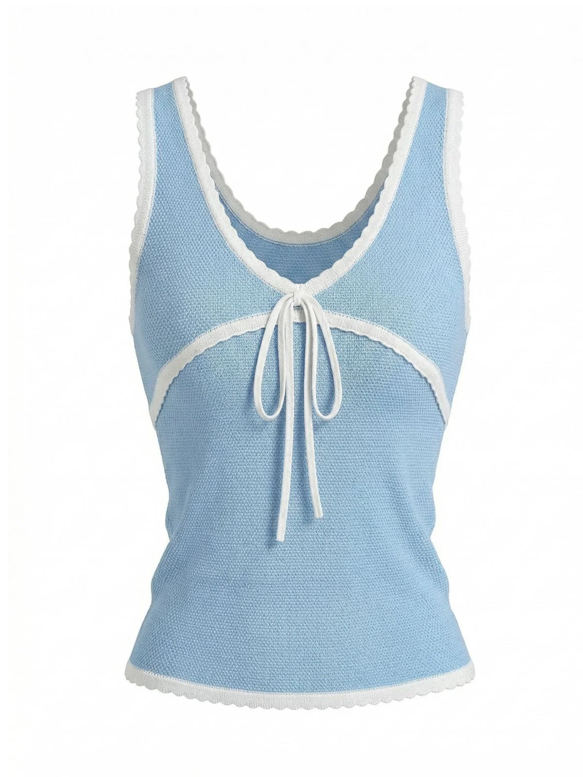 Sky Blue Y2k Scalloped Tank Top - Image 2