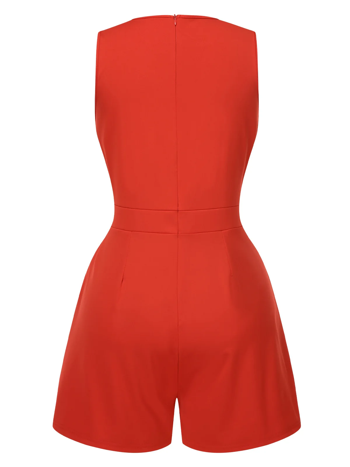 Solid 1960s Surplice V-Neck Sleeveless Chain Romper - Image 6