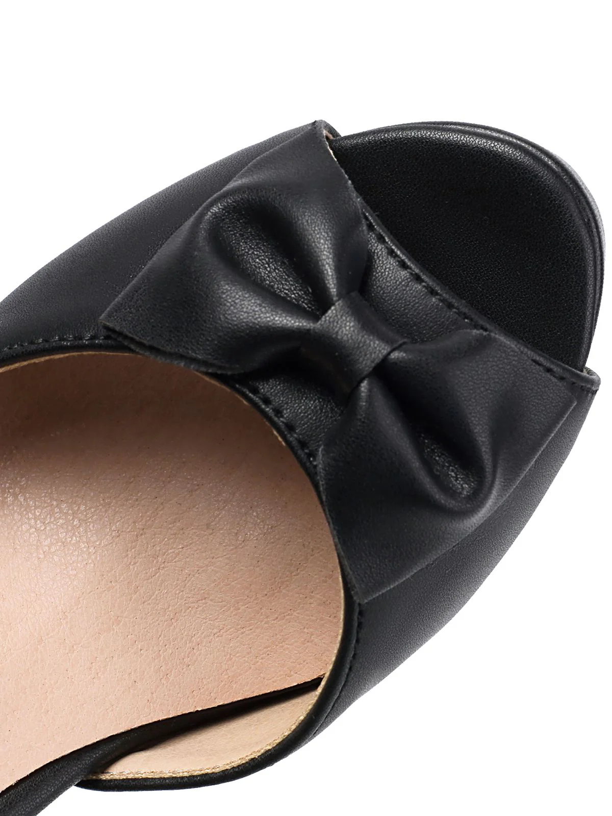 Solid Bow Peep Toe High Heels Sandals - Image 6