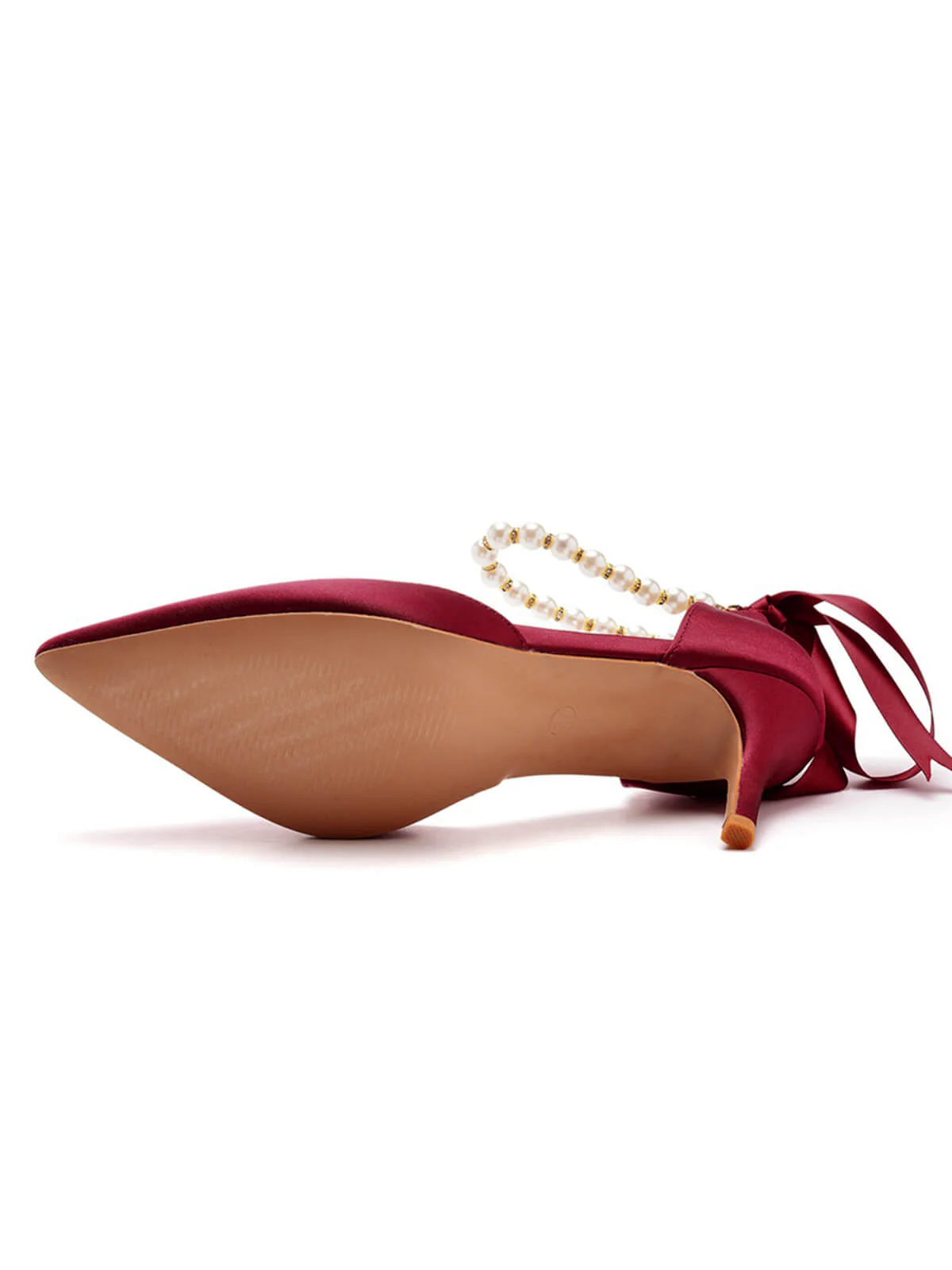Solid Color Pearl Satin Pointed Toe Heels - Image 11