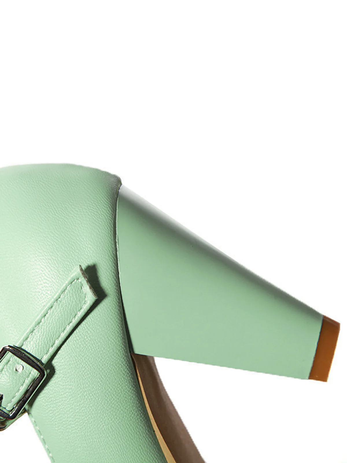 Solid Leather Bowknot T-Strap Chunky Heels - Image 9