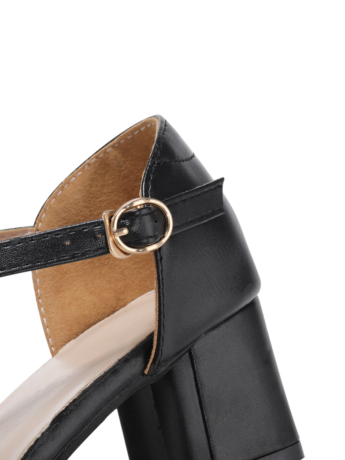 Solid Leather Hollow Roman Heel Shoes - Image 4