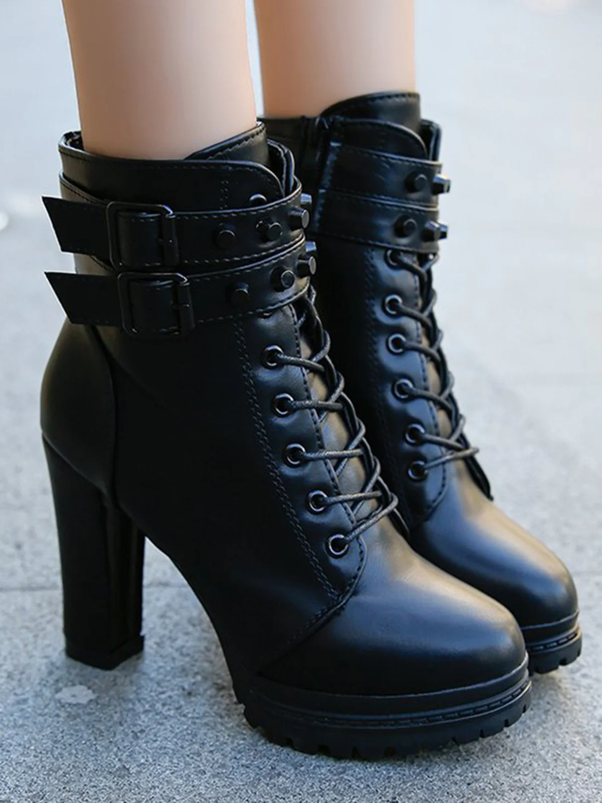 Solid Leather Pointed High Heels Boots - Image 2