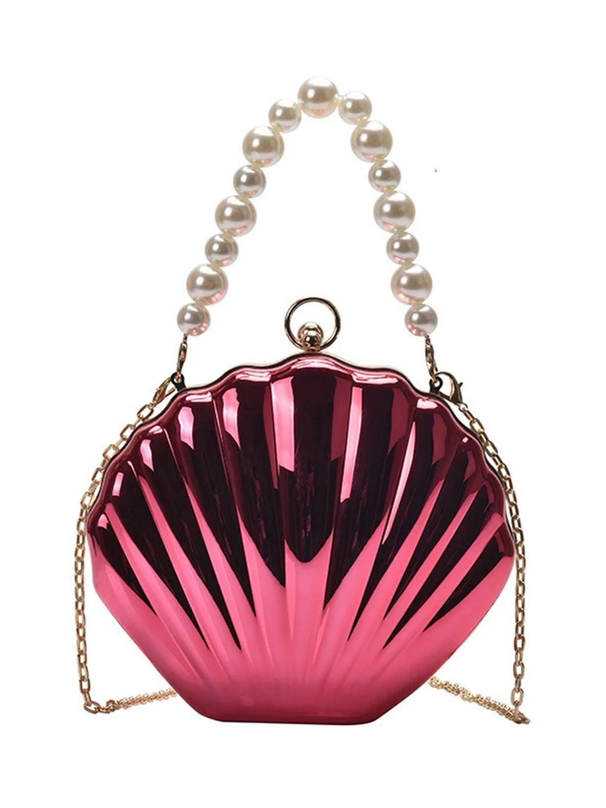 Solid Pearl Metal Shell Bag - Image 2