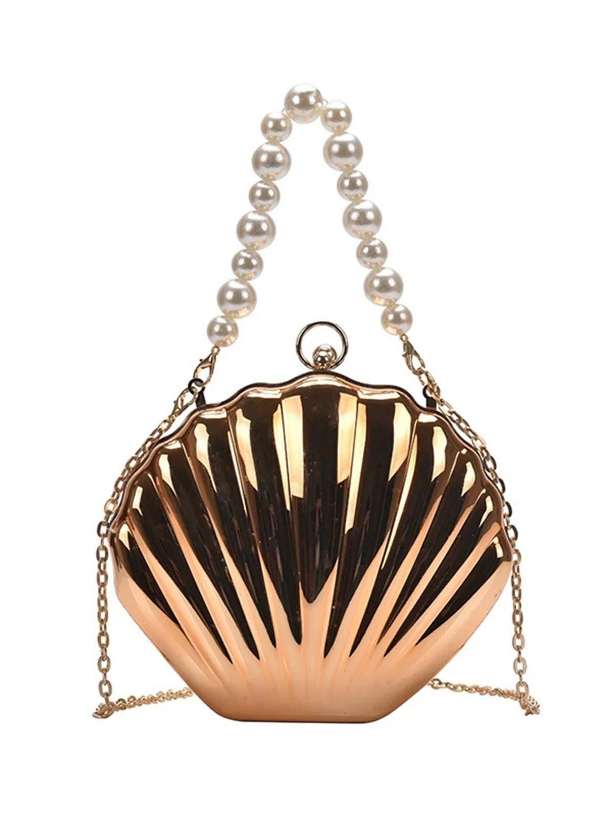 Solid Pearl Metal Shell Bag - Image 6