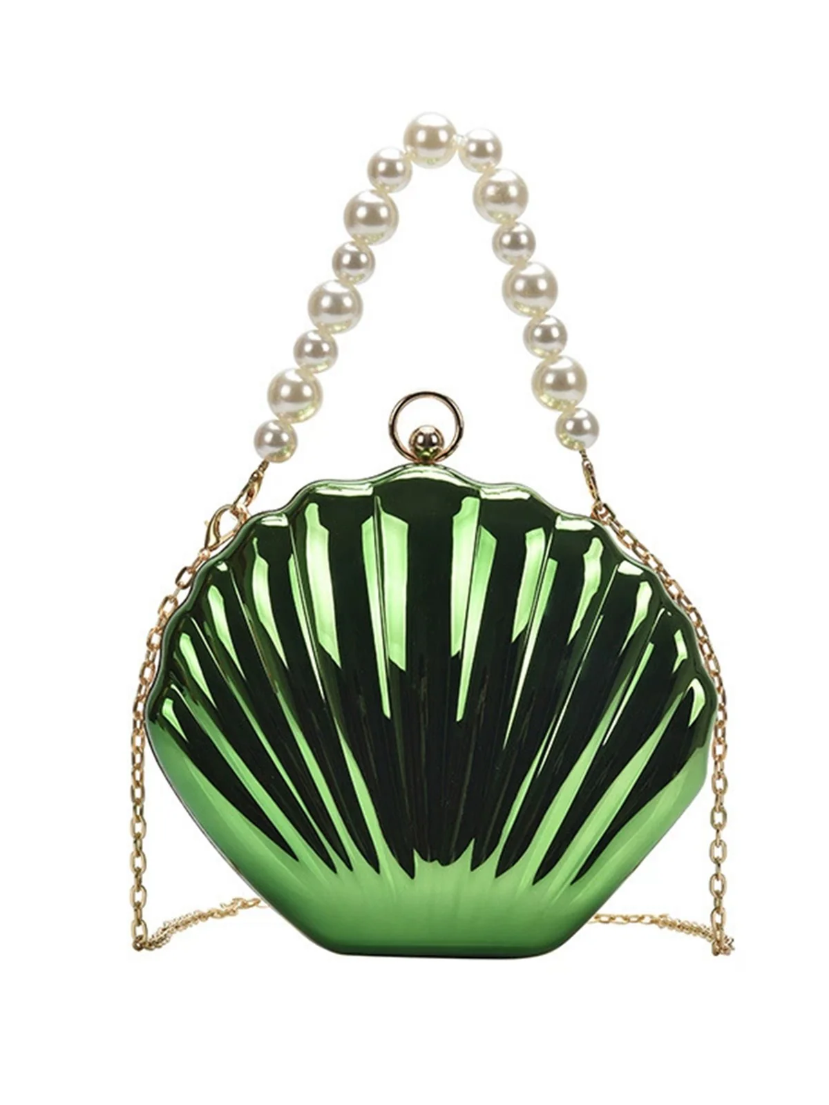 Solid Pearl Metal Shell Bag - Image 7