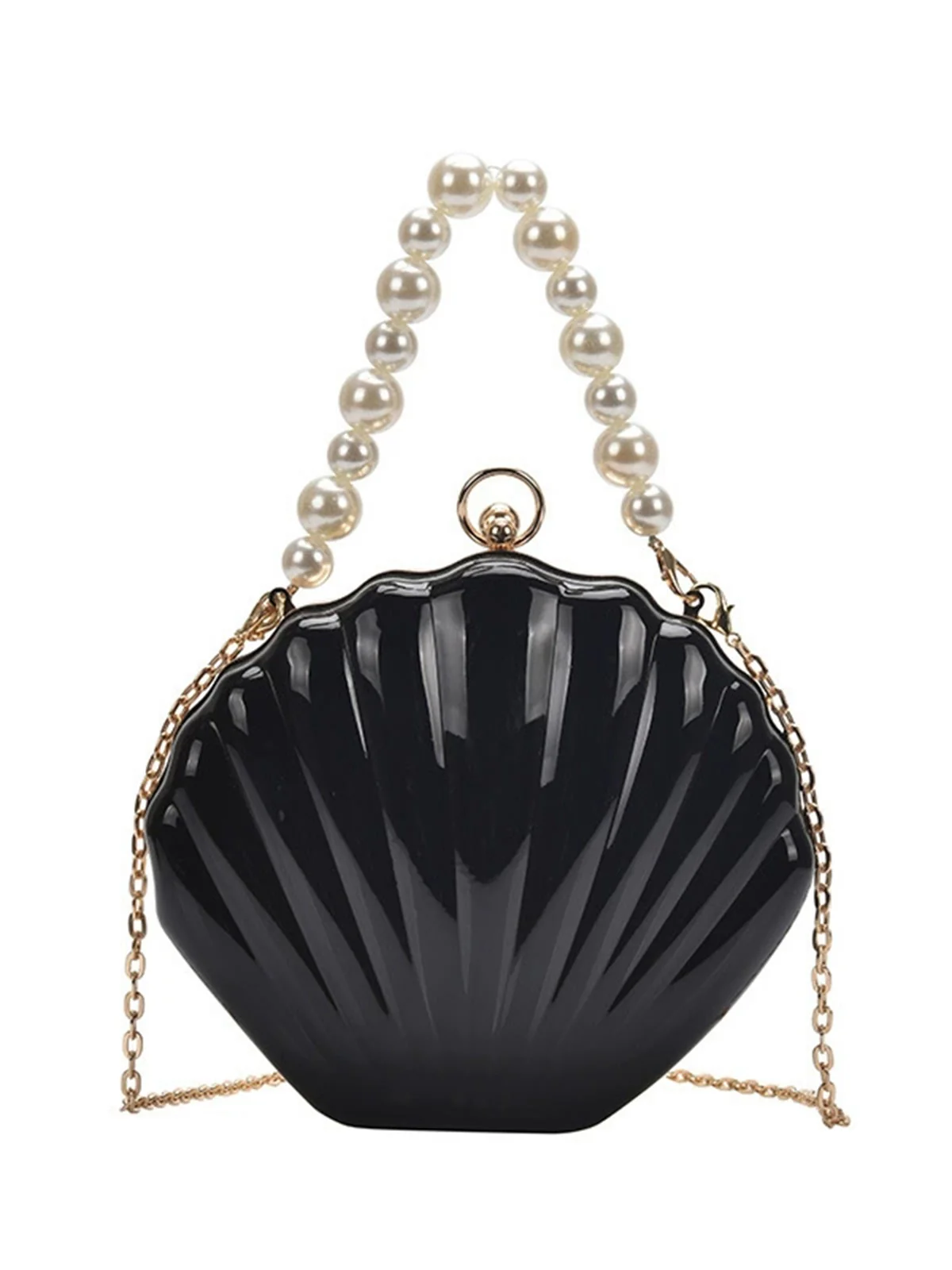 Solid Pearl Metal Shell Bag - Image 8