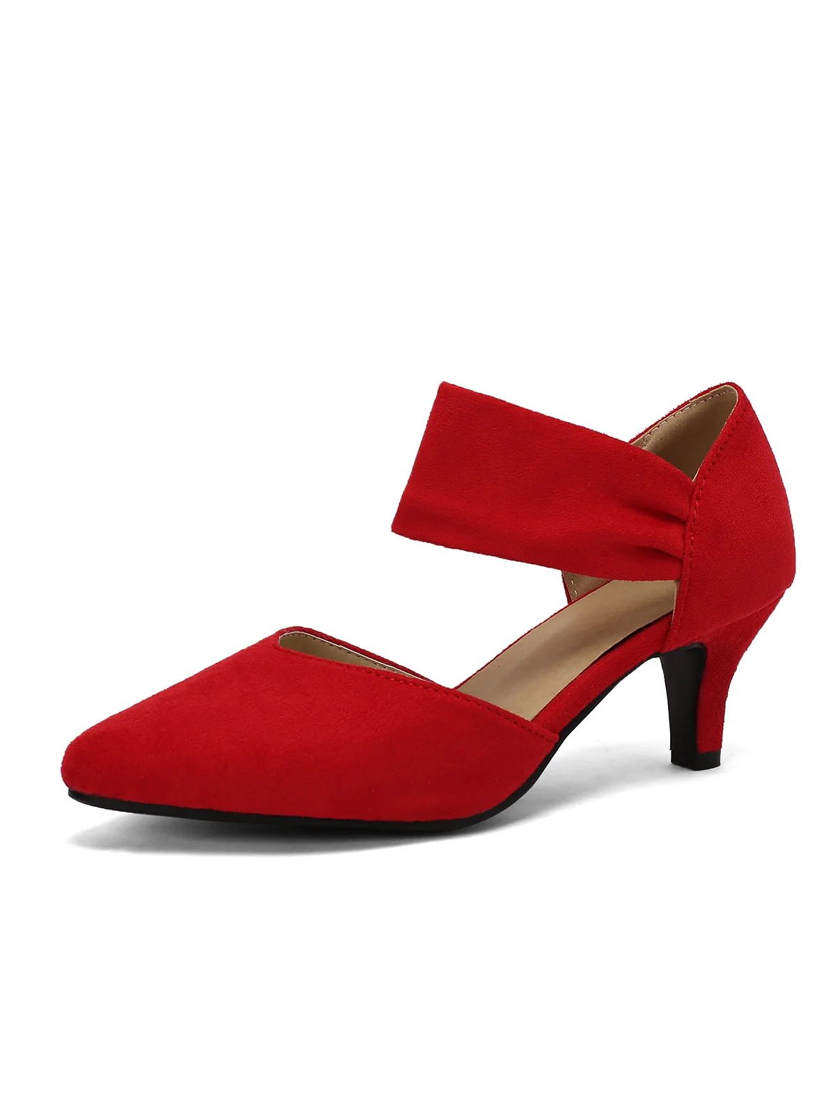 Solid Pointed Toe Suede Kitten Heels - Image 10