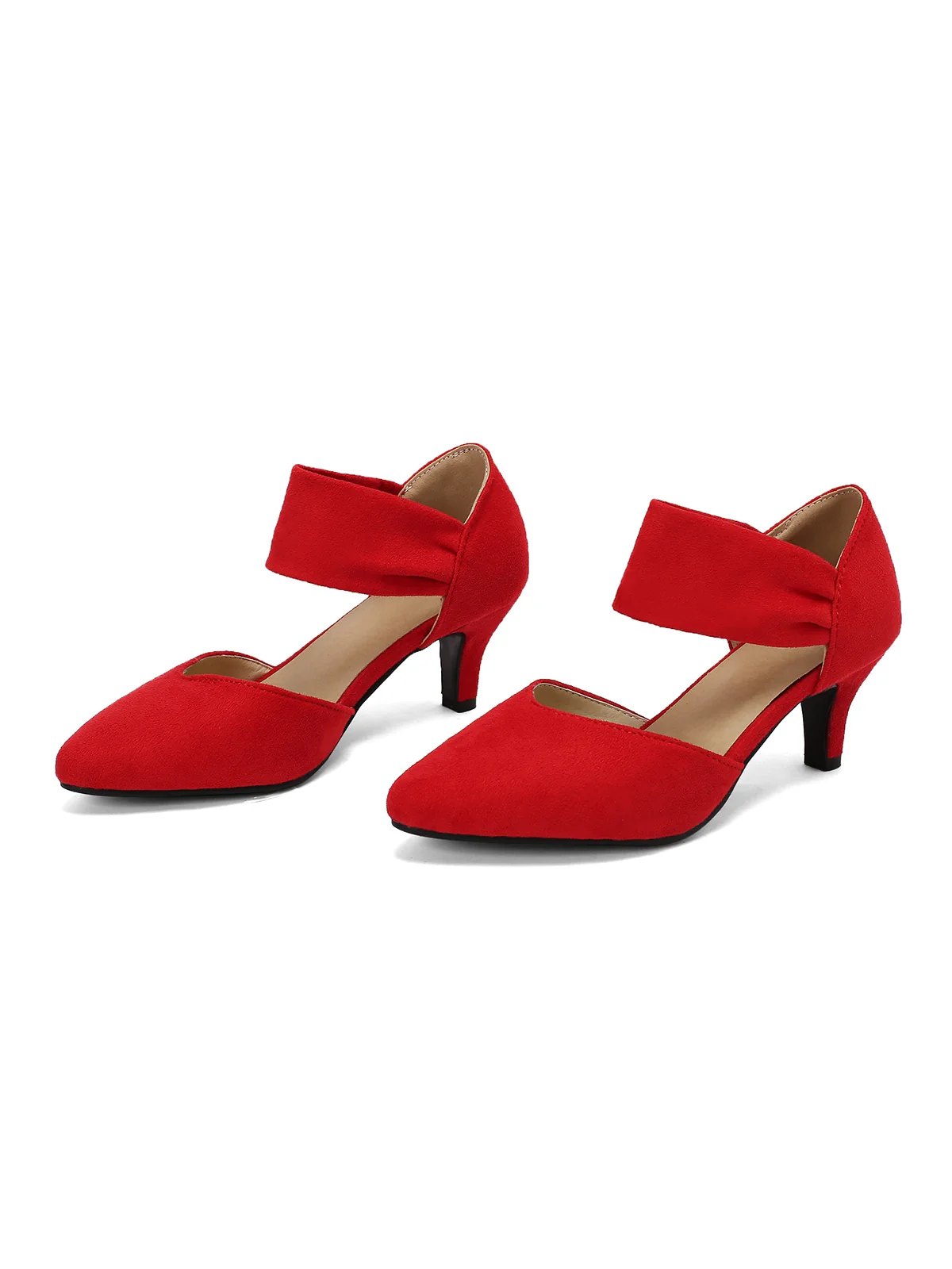 Solid Pointed Toe Suede Kitten Heels - Image 11
