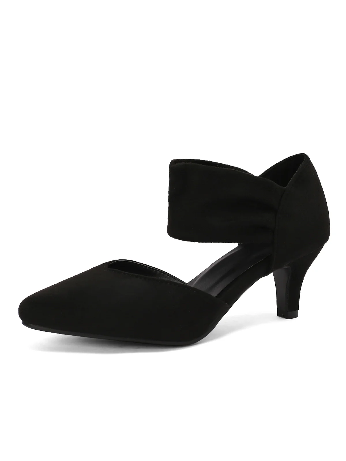 Solid Pointed Toe Suede Kitten Heels - Image 14