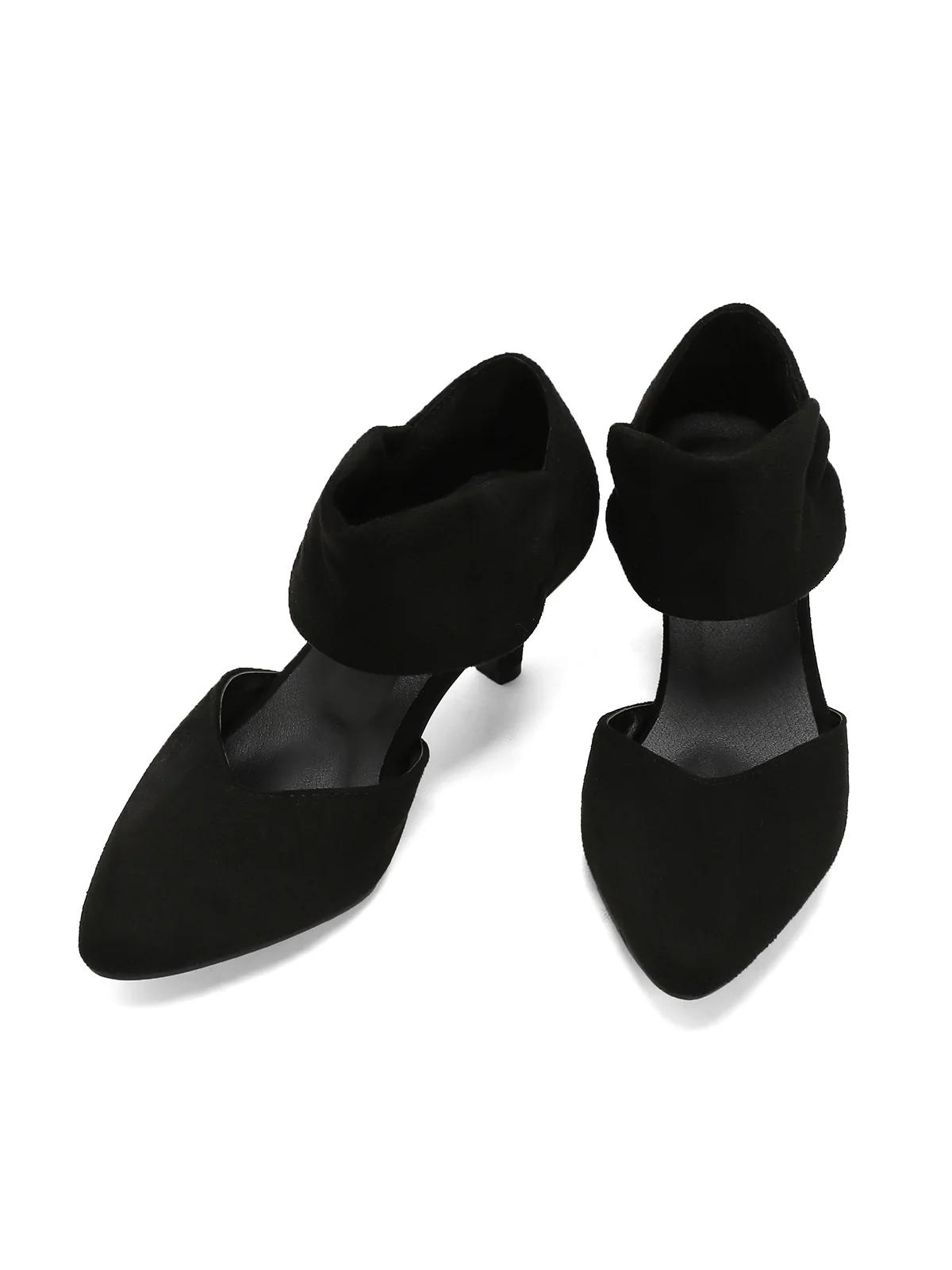 Solid Pointed Toe Suede Kitten Heels - Image 15