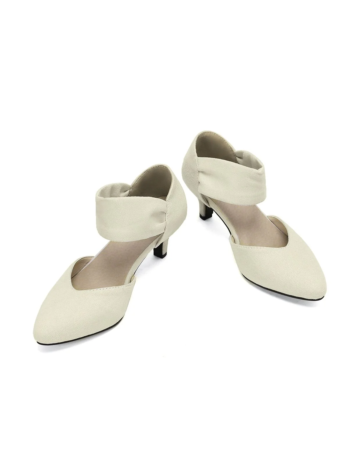 Solid Pointed Toe Suede Kitten Heels - Image 3