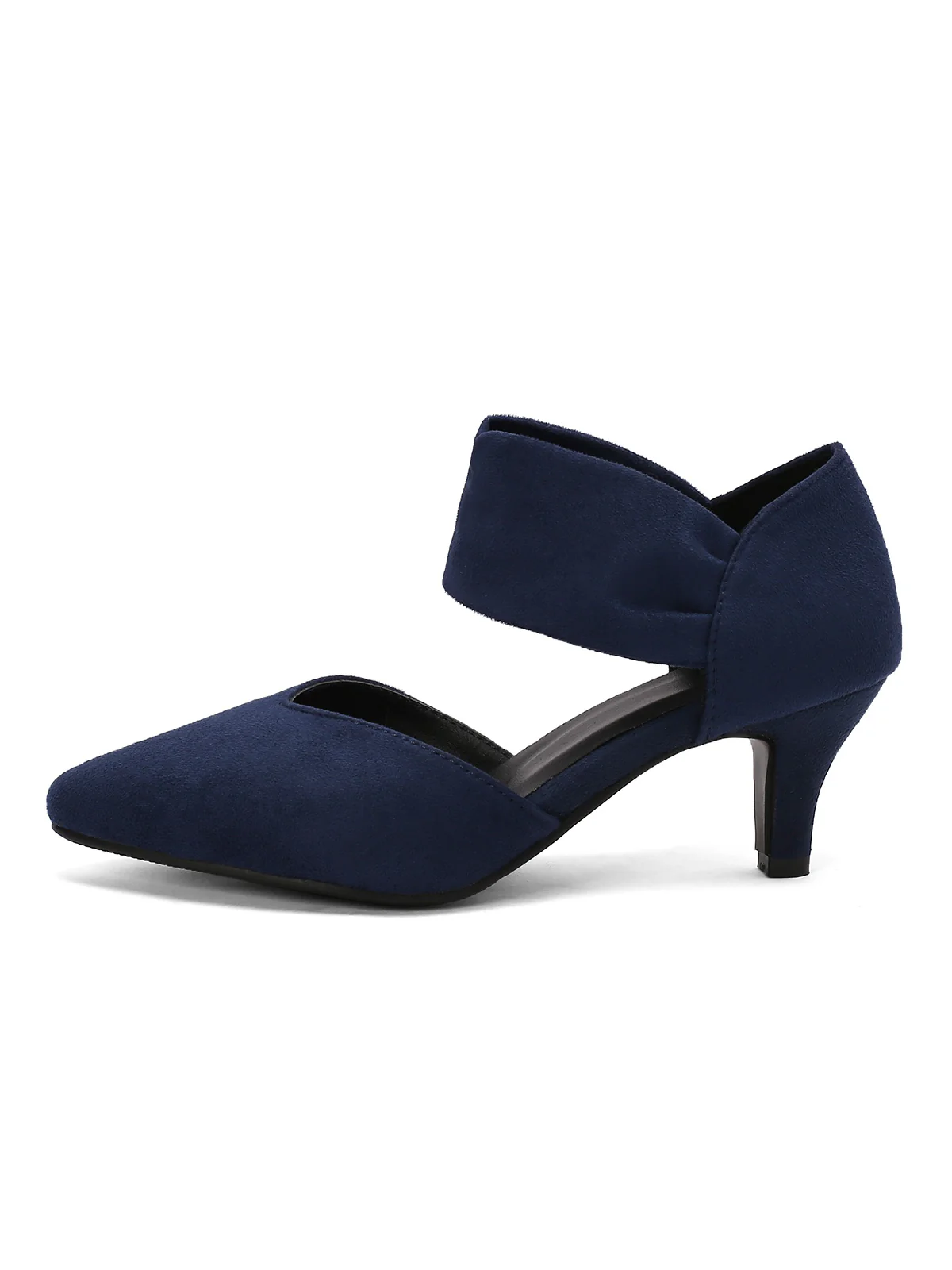 Solid Pointed Toe Suede Kitten Heels - Image 4