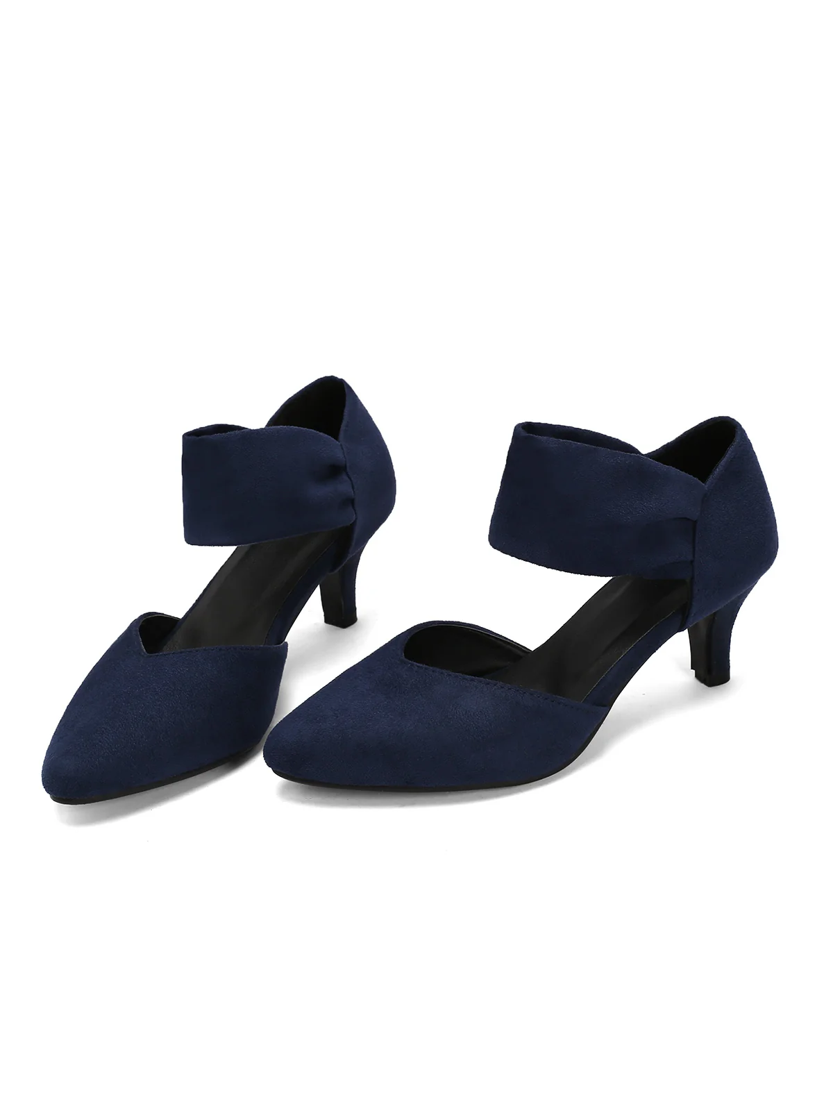 Solid Pointed Toe Suede Kitten Heels - Image 6