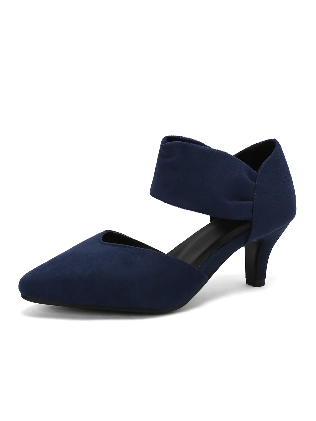 Solid Pointed Toe Suede Kitten Heels - Image 7