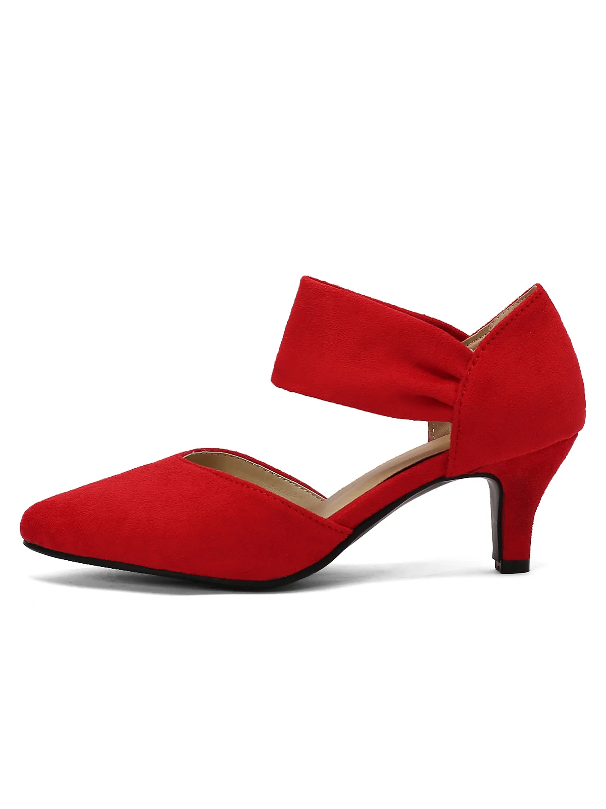 Solid Pointed Toe Suede Kitten Heels - Image 8