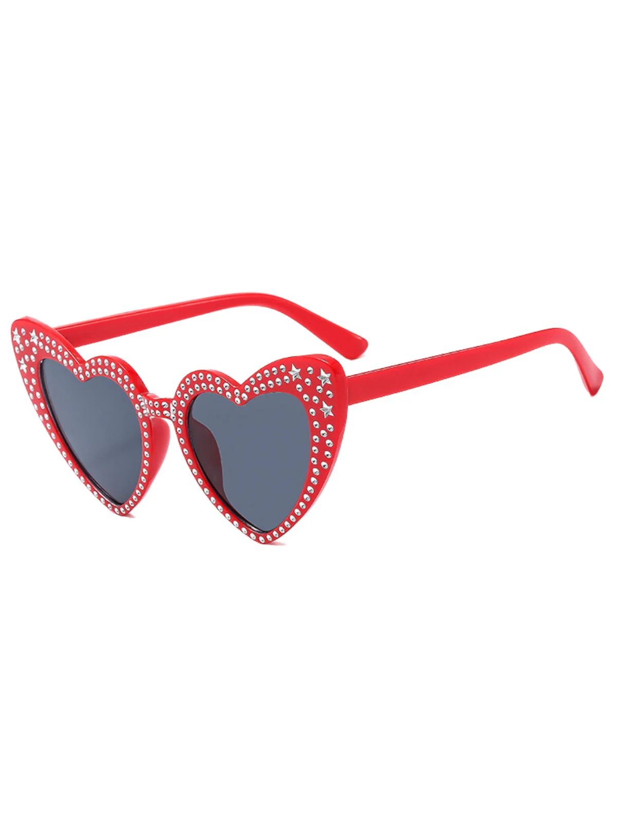 Solid Rhinestone Heart Frame Sunglasses - Image 2