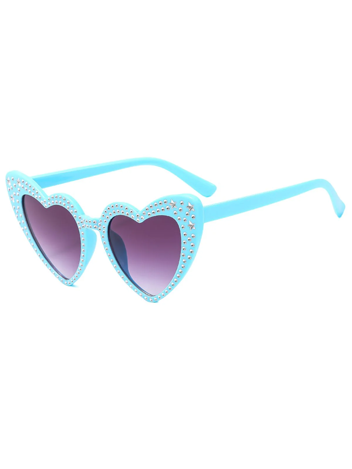 Solid Rhinestone Heart Frame Sunglasses - Image 4