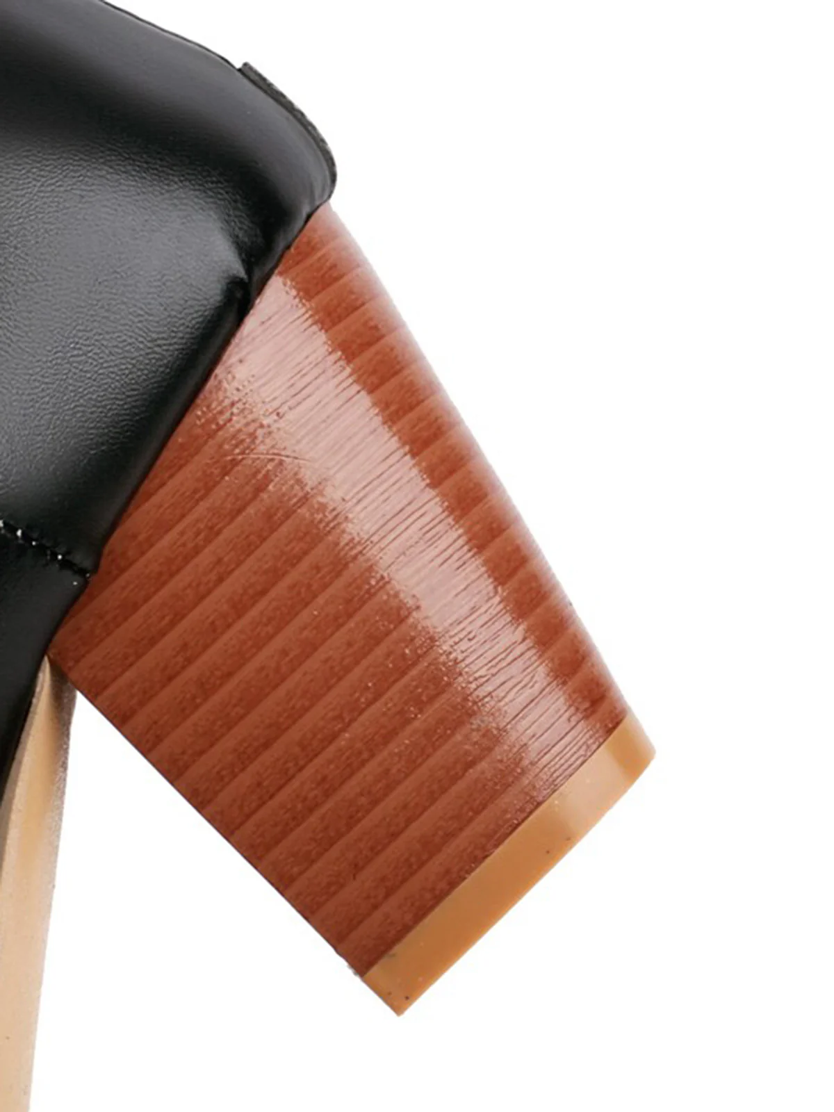 Solid Round Toe Chunky High Heels - Image 8