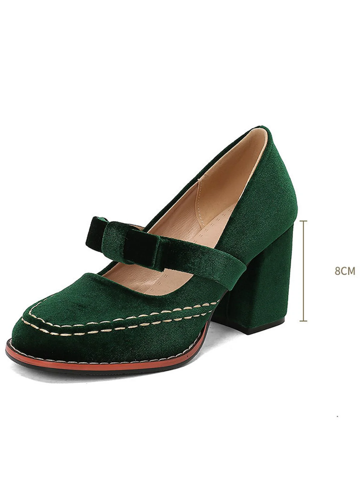 Solid Suede Mary Jane Bow Detail Pumps - Image 2