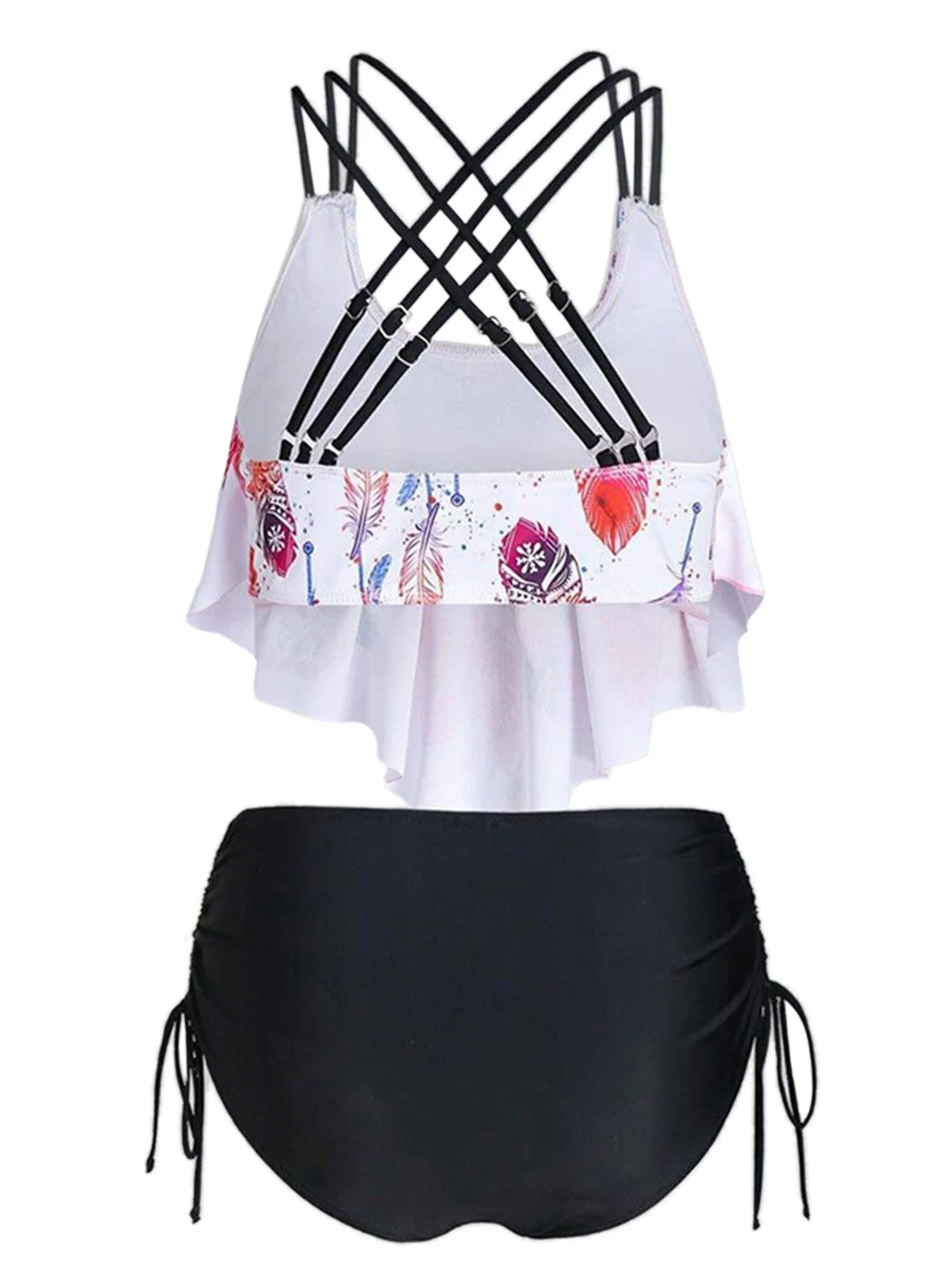 1950s Spaghetti Strap Feather Tankini Set - Image 4