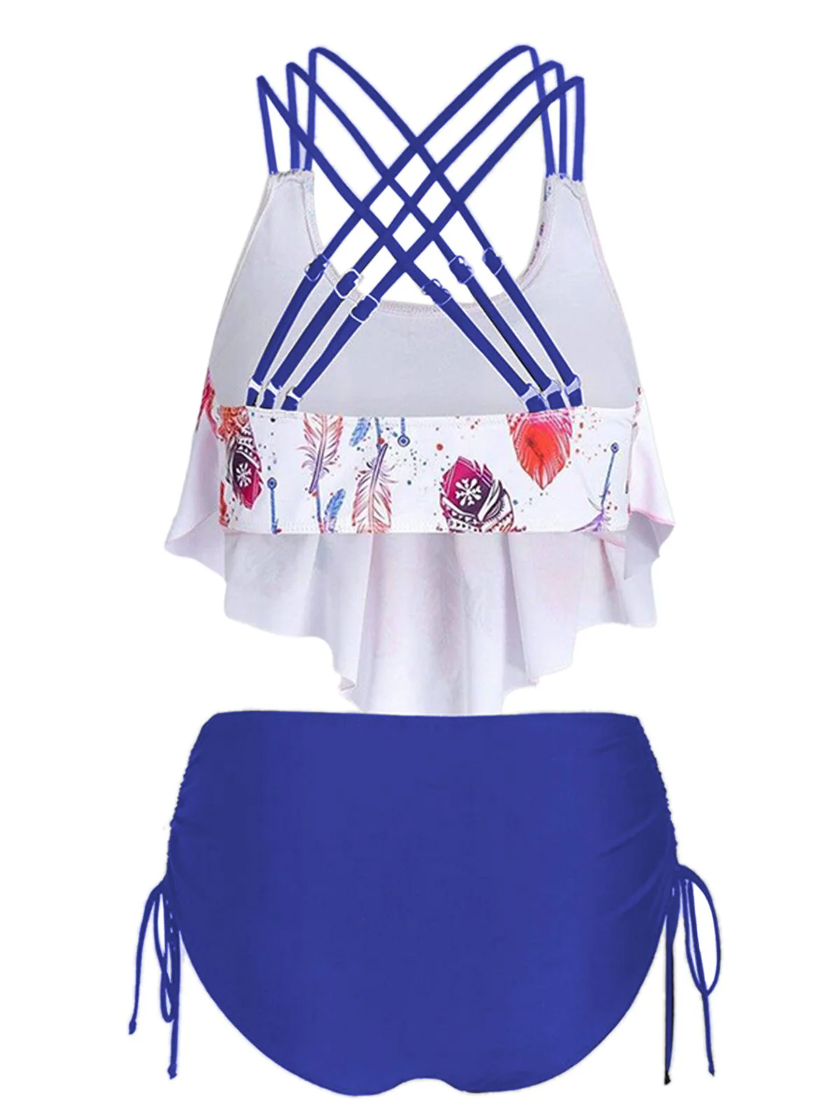 1950s Spaghetti Strap Feather Tankini Set - Image 8