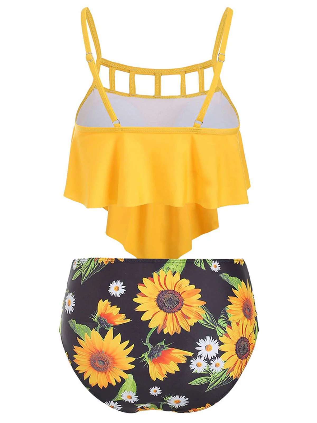 1950s Spaghetti Strap Sunflowers Tankini Set - Image 2