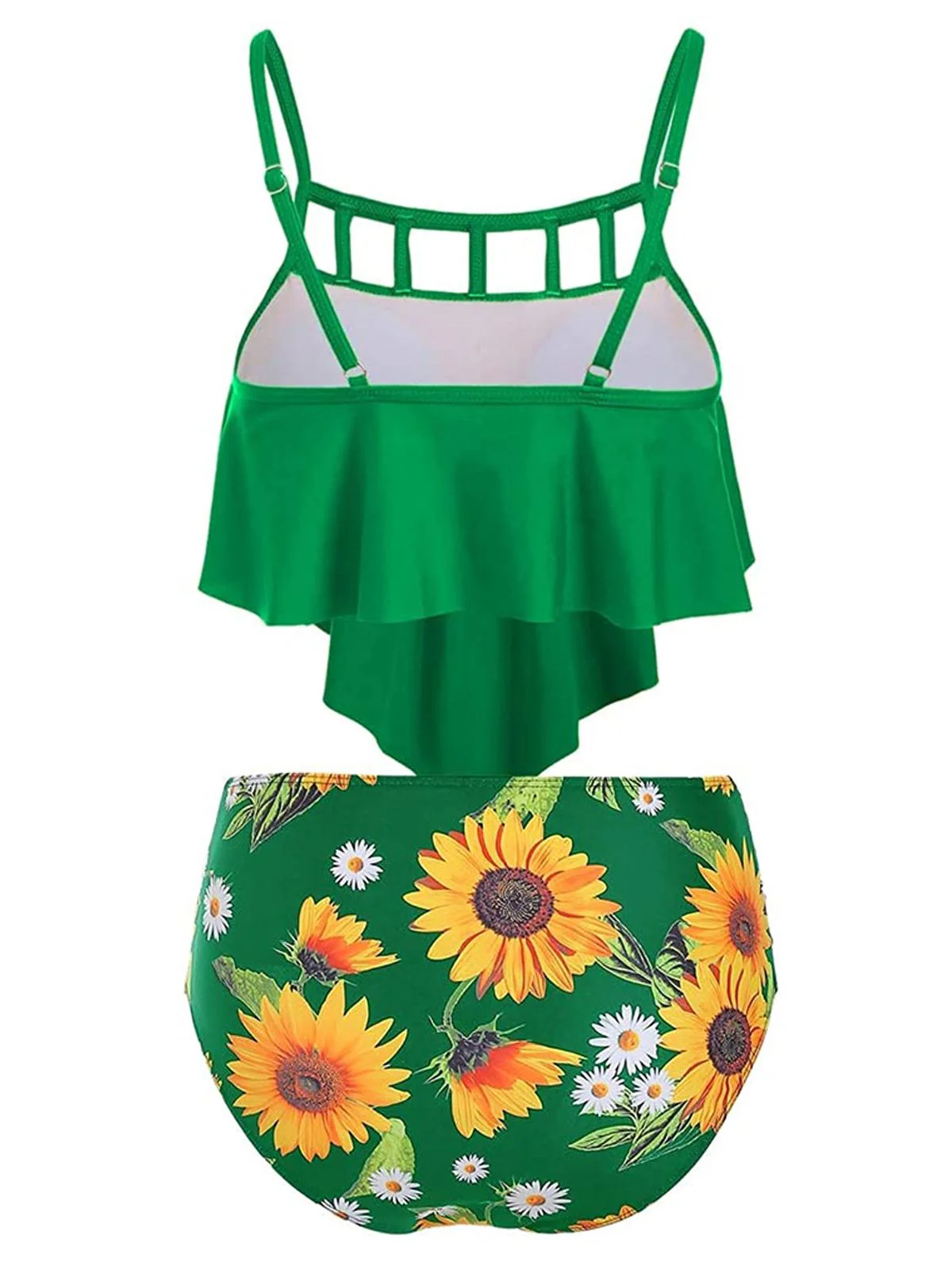 1950s Spaghetti Strap Sunflowers Tankini Set - Image 4