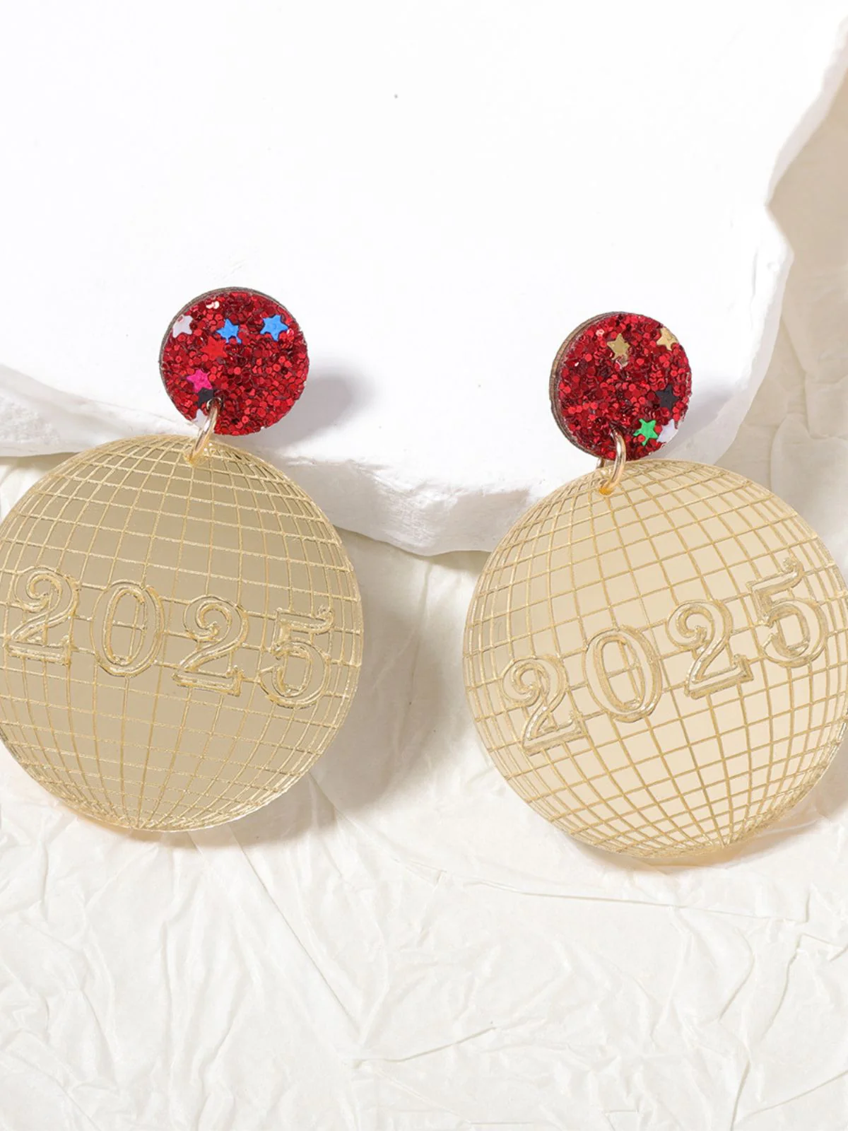 Sparkling 2025 Glitter Disco Earrings - Image 2