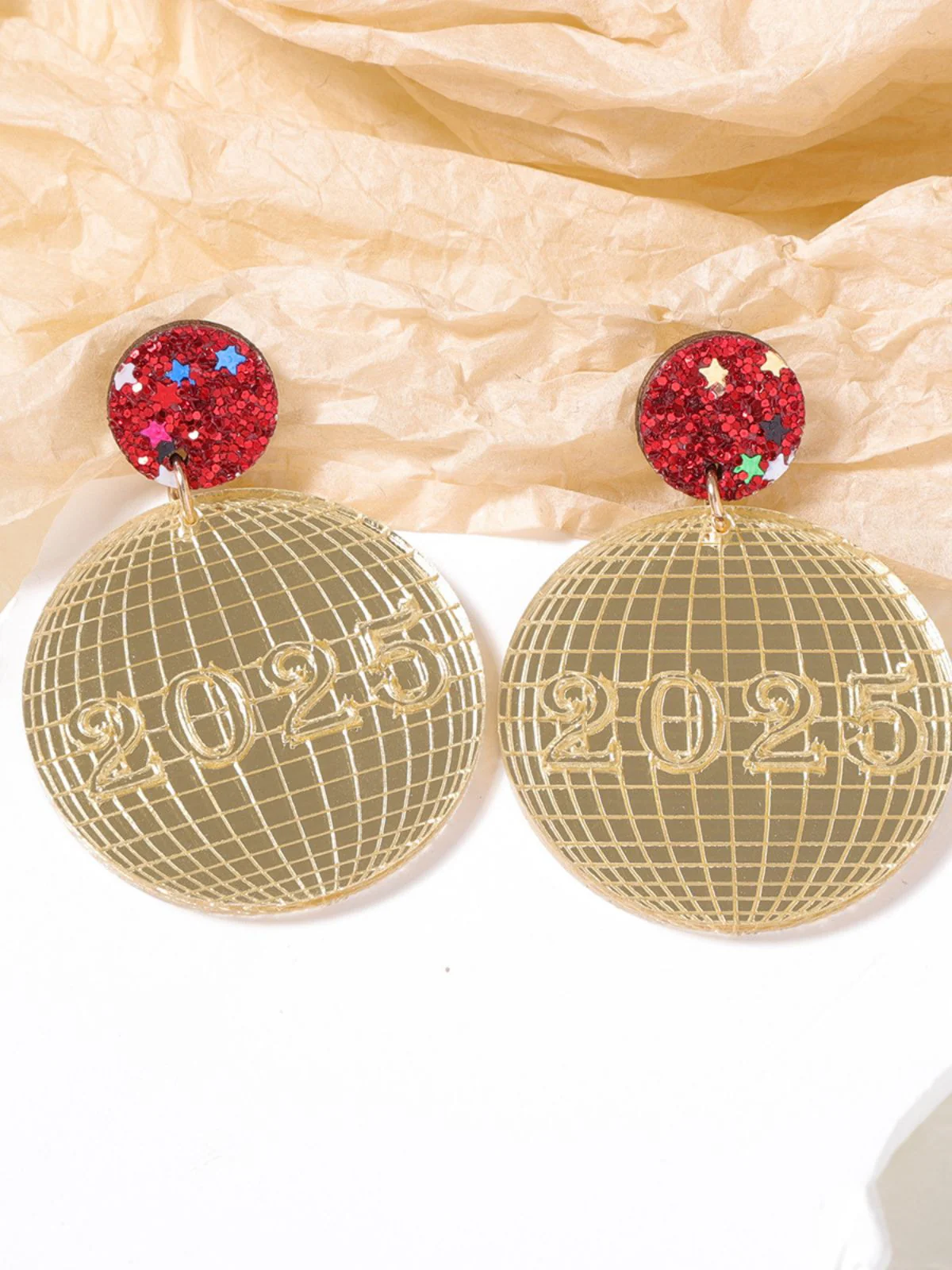 Sparkling 2025 Glitter Disco Earrings - Image 3