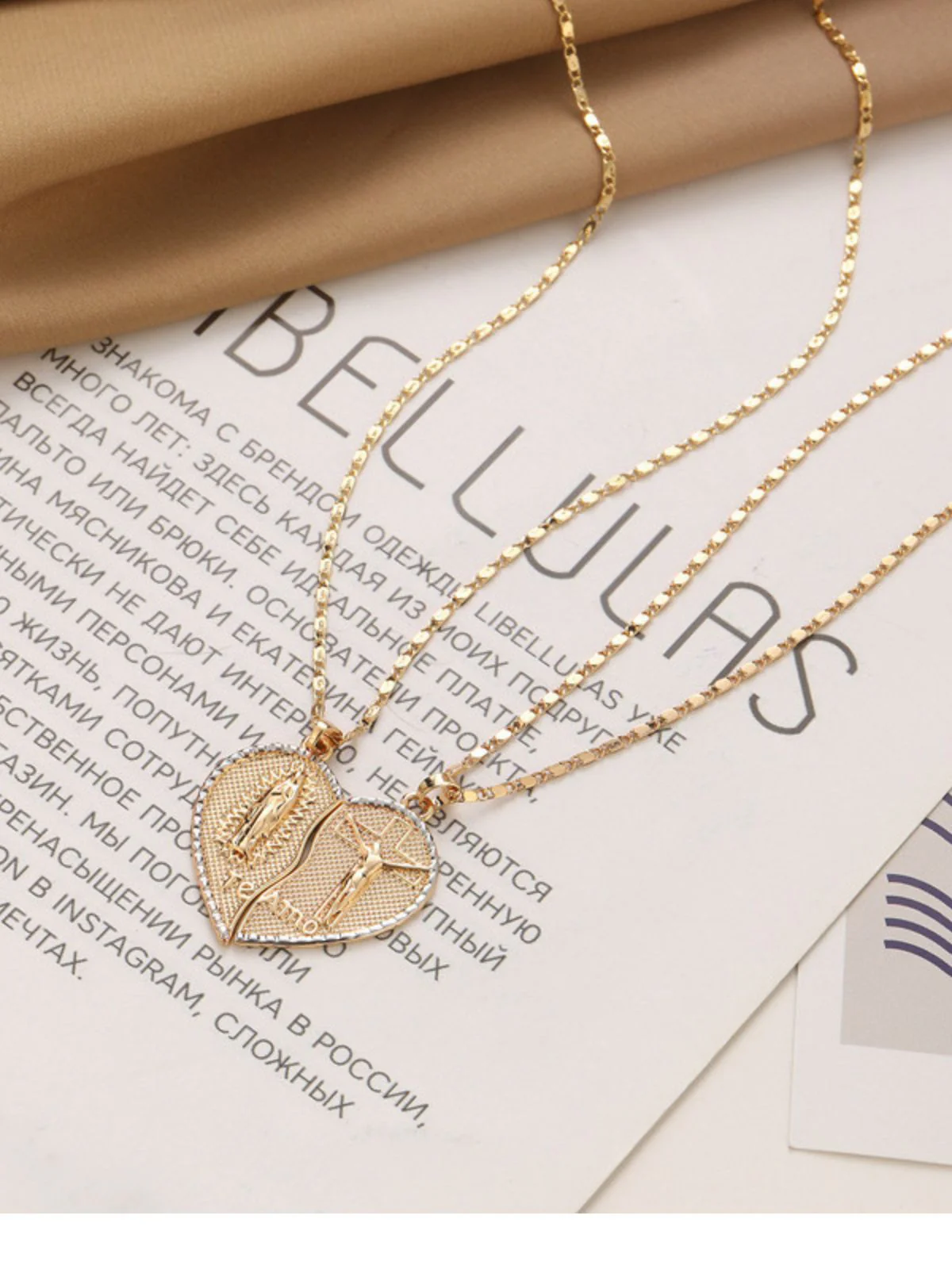 Split Heart Angel Pendant Couple Necklace Set - Image 3