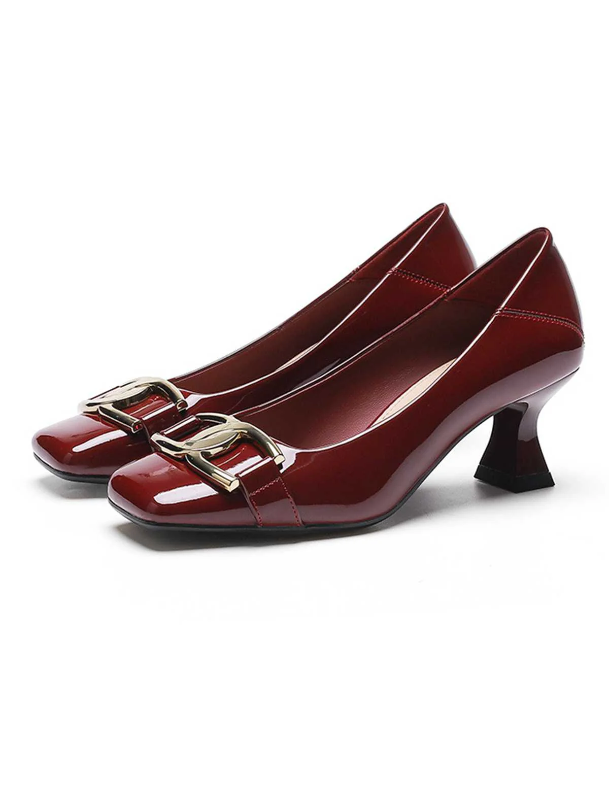 Square Toe Patent High Heels Shoes - Image 7