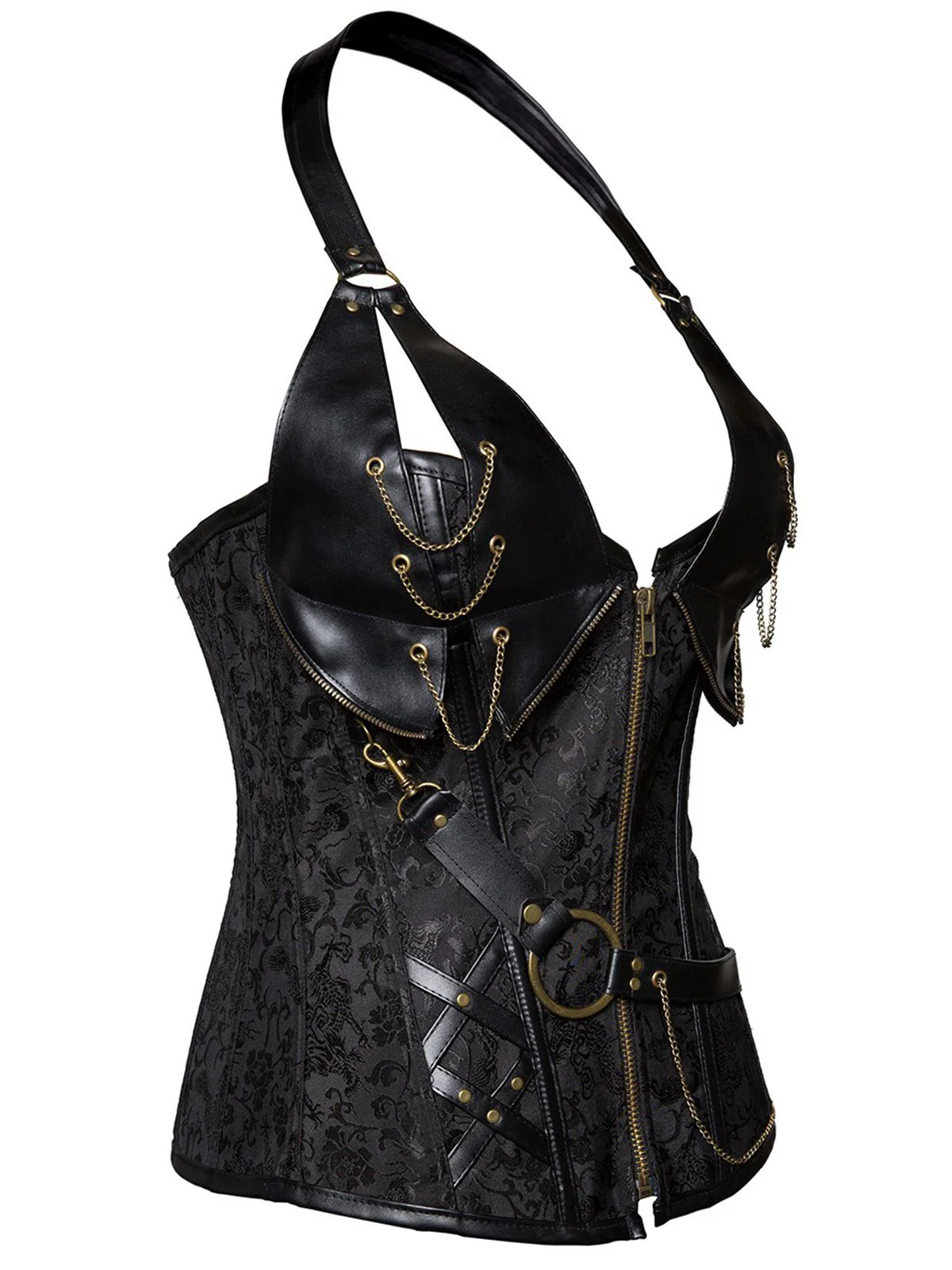 Steampunk Halter Leather Gothic Corset - Image 10