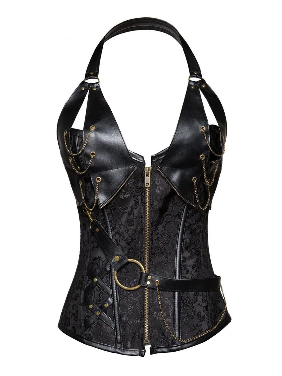 Steampunk Halter Leather Gothic Corset - Image 9