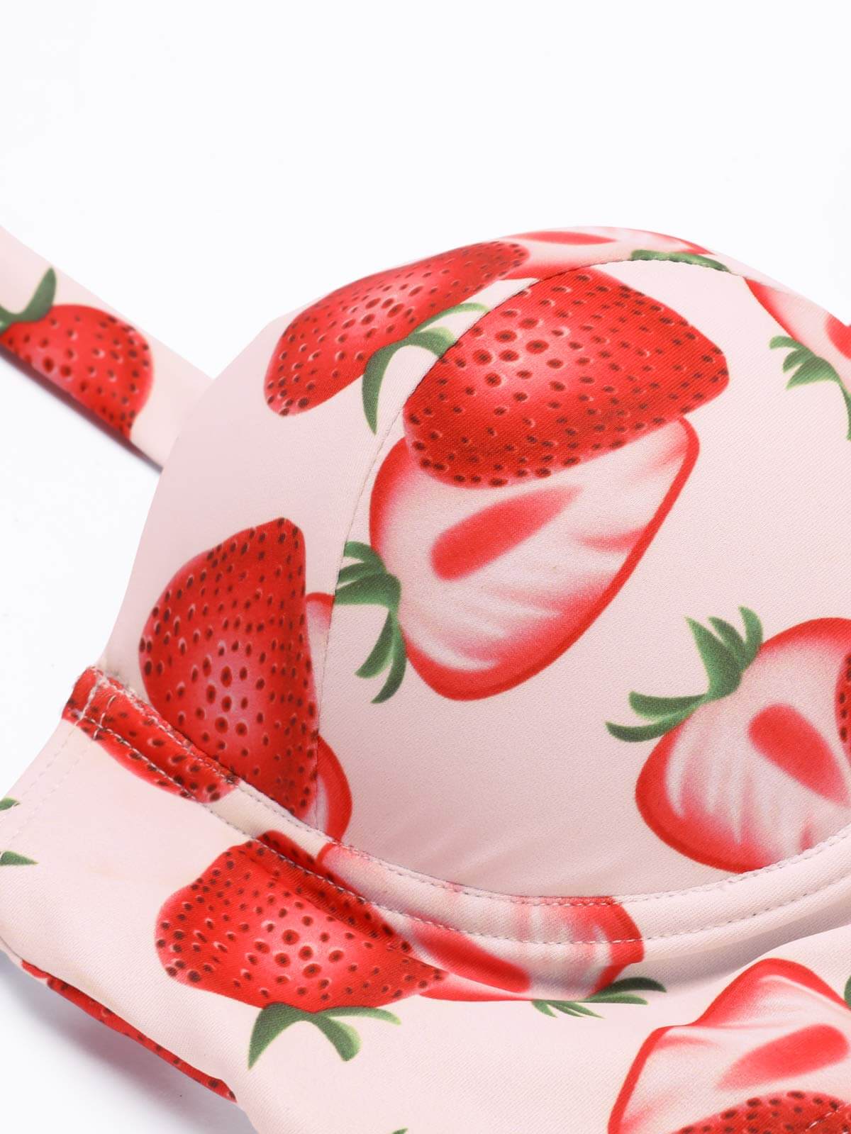 1950s Strawberry Halter Lace-Up Pleated Bikini Set - Image 7