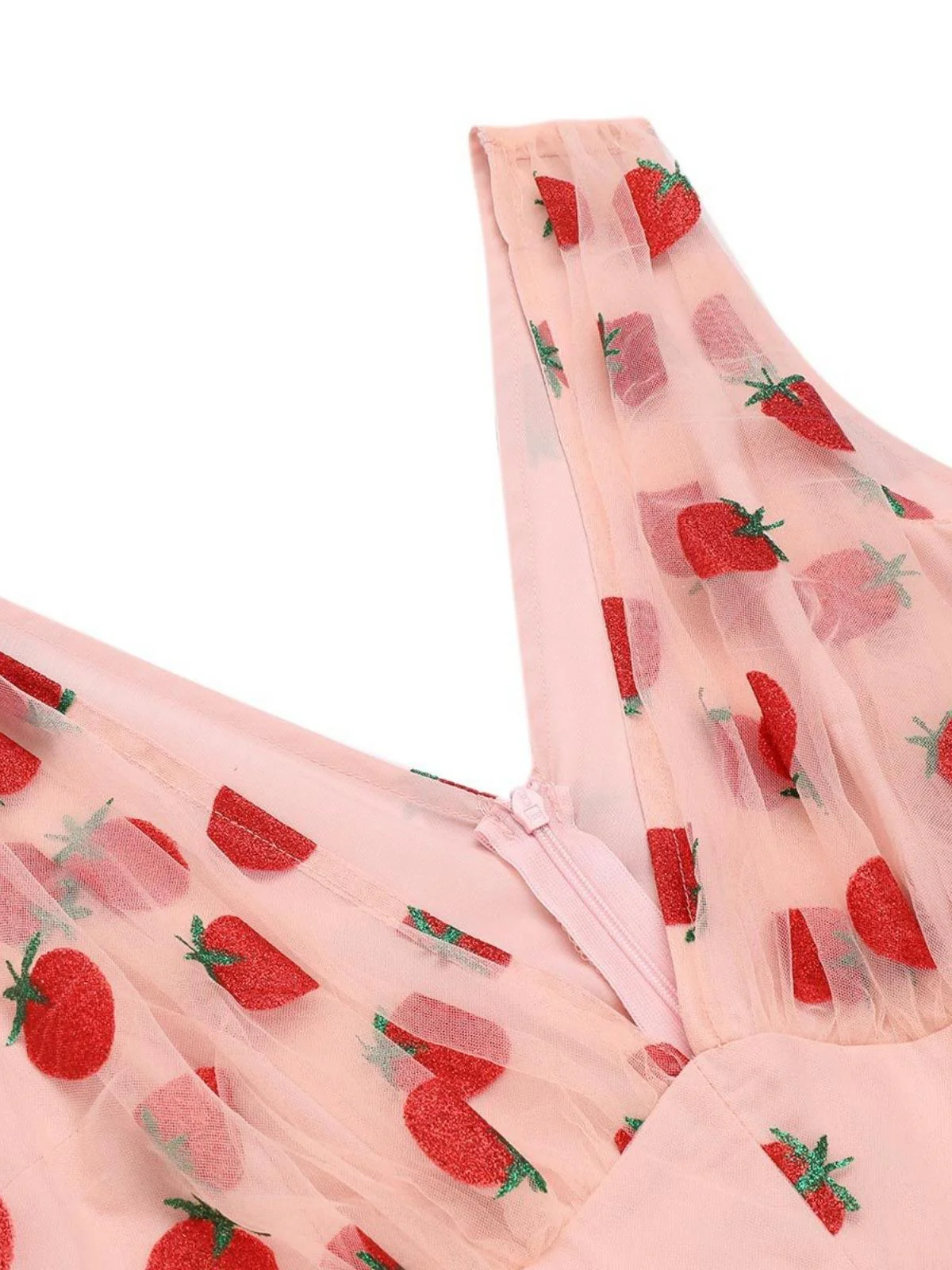 Strawberry Pink 1950s Patchwork Lace Romper - Image 5