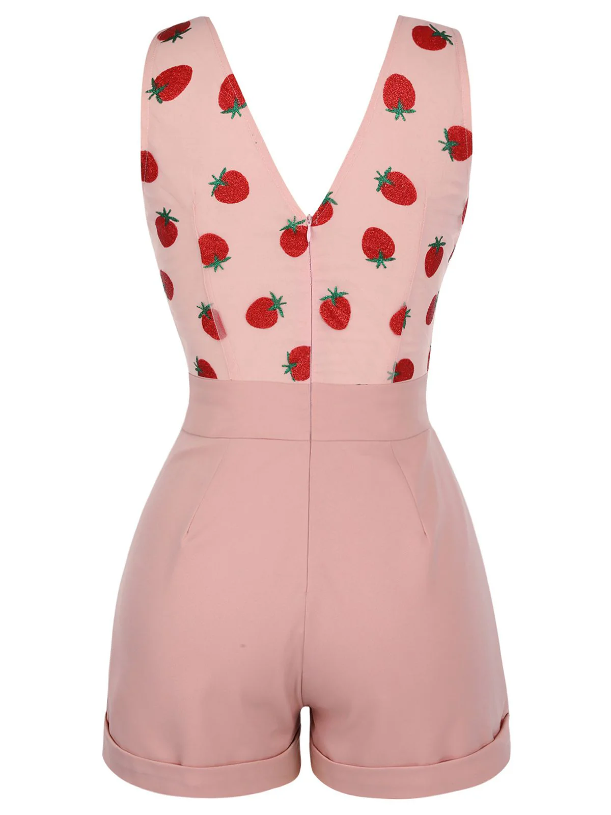 Strawberry Pink 1950s Patchwork Lace Romper - Image 4