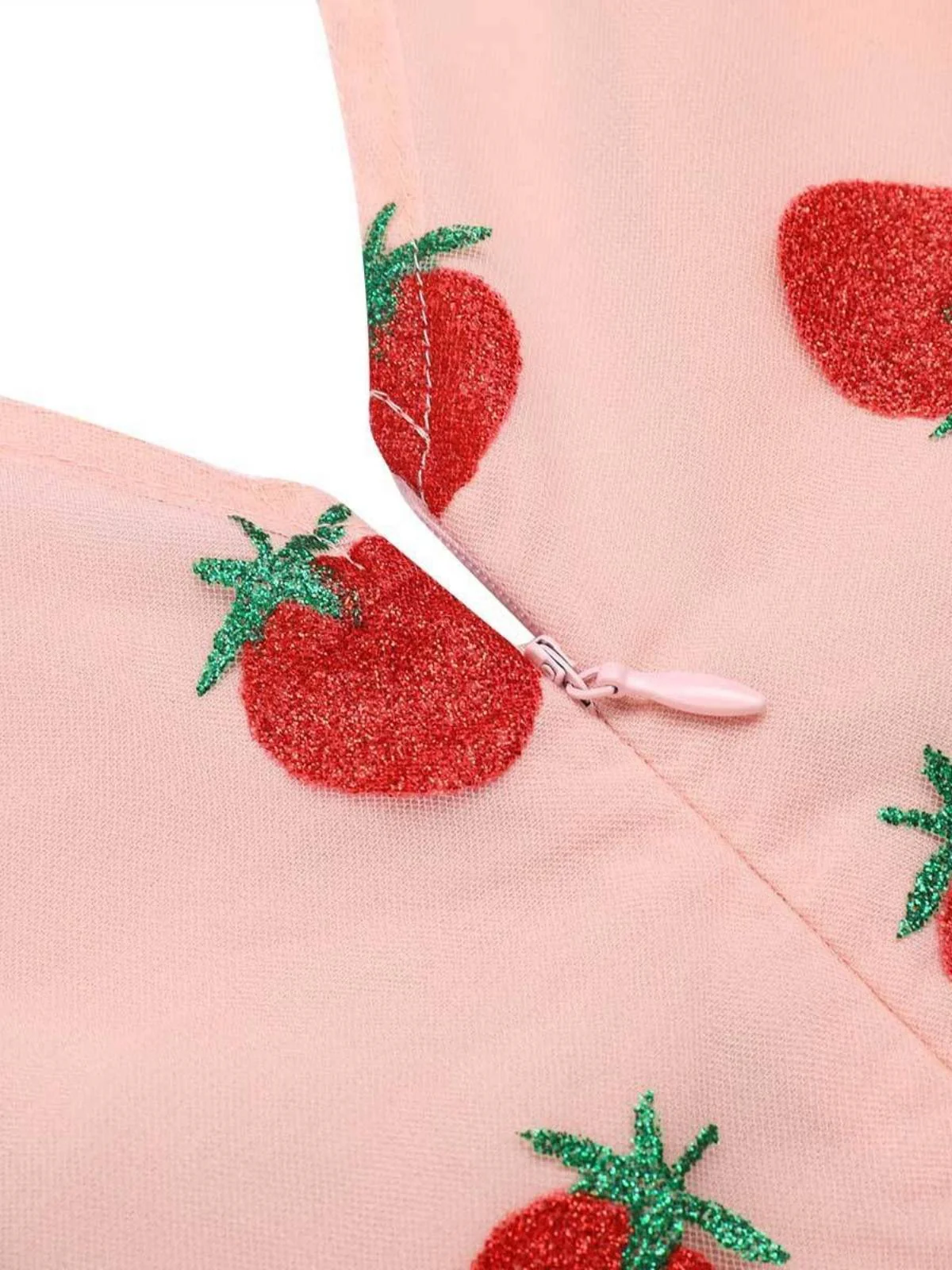 Strawberry Pink 1950s Patchwork Lace Romper - Image 6