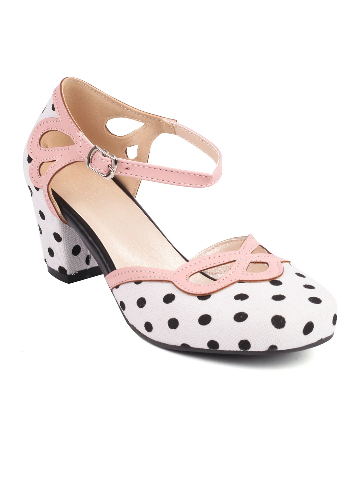 Stripe & Polka Dots Buckled High Heel Shoes - Image 2