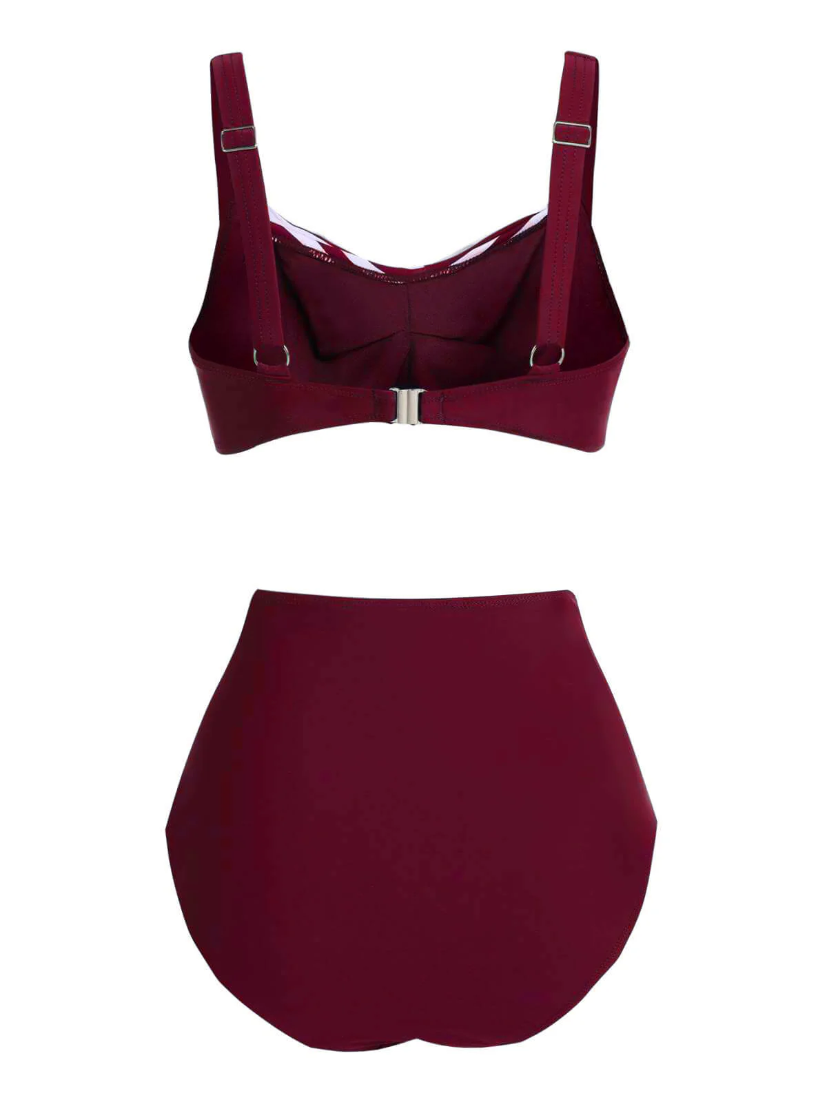 [Plus Size] 1950s Stripe Twisted Patchwork Strap Swimsuit - Image 6