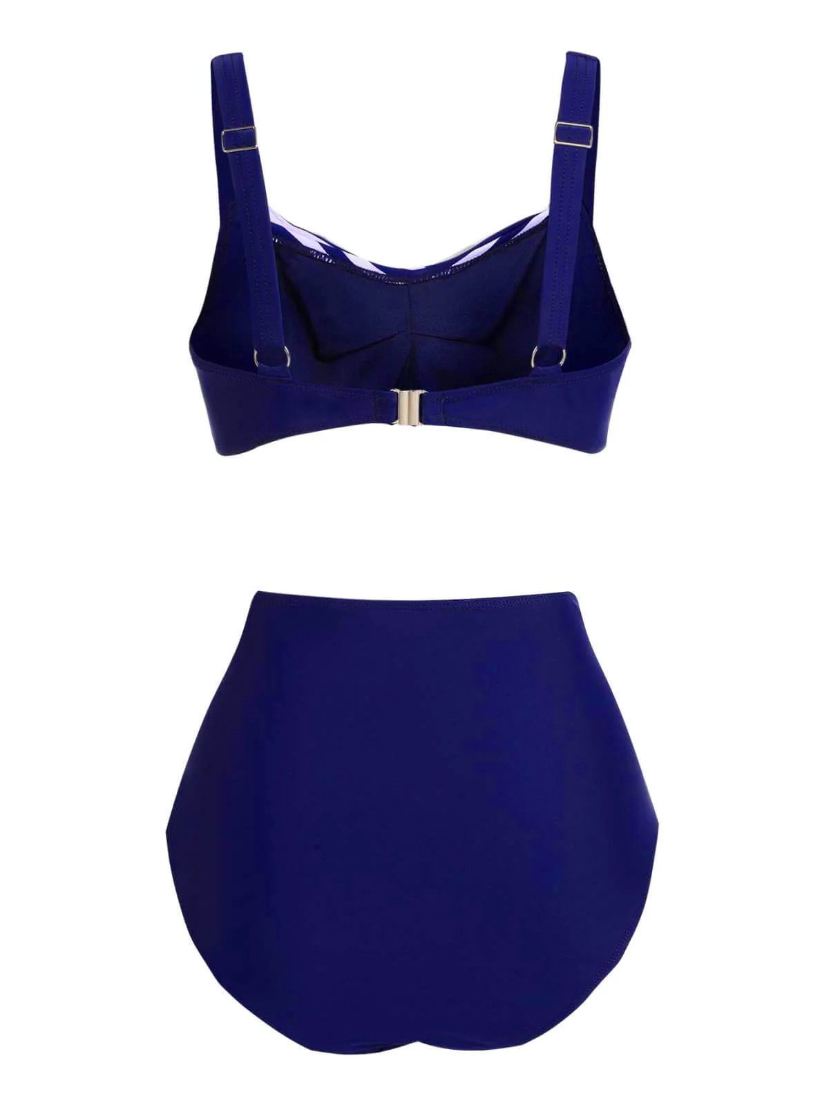 [Plus Size] 1950s Stripe Twisted Patchwork Strap Swimsuit - Image 9