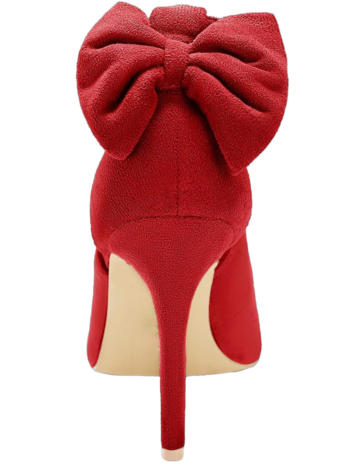 Suede Bow Ankle Strap Pointed Toe High Heel Shoes - Image 4