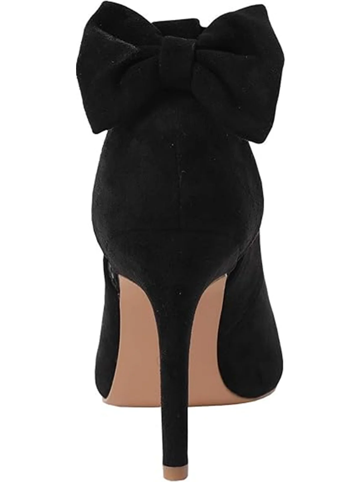 Suede Bow Ankle Strap Pointed Toe High Heel Shoes - Image 9