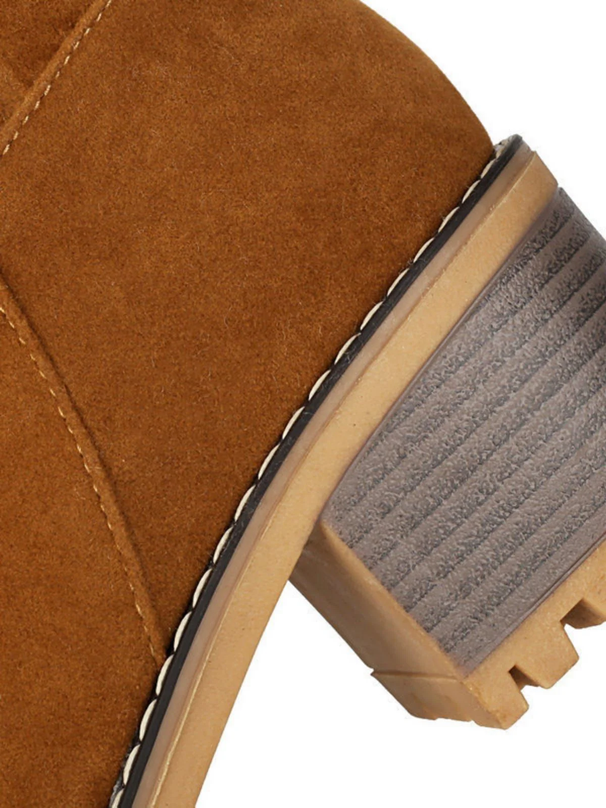 Suede buckle Faux Fur Knee-High Boots - Image 5