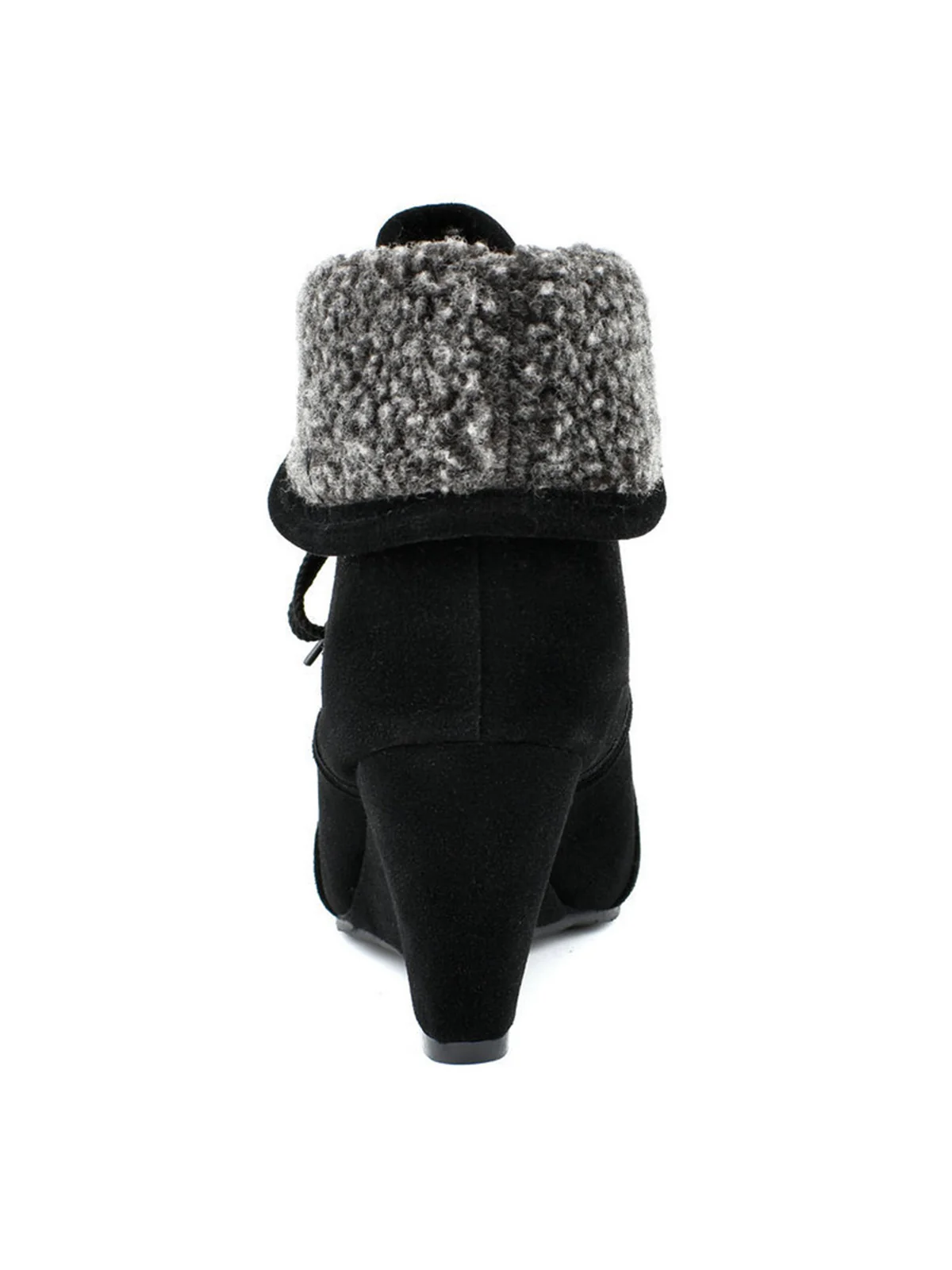 Suede Fleece Lace-Up Wedge Heel Ankle Boots - Image 5