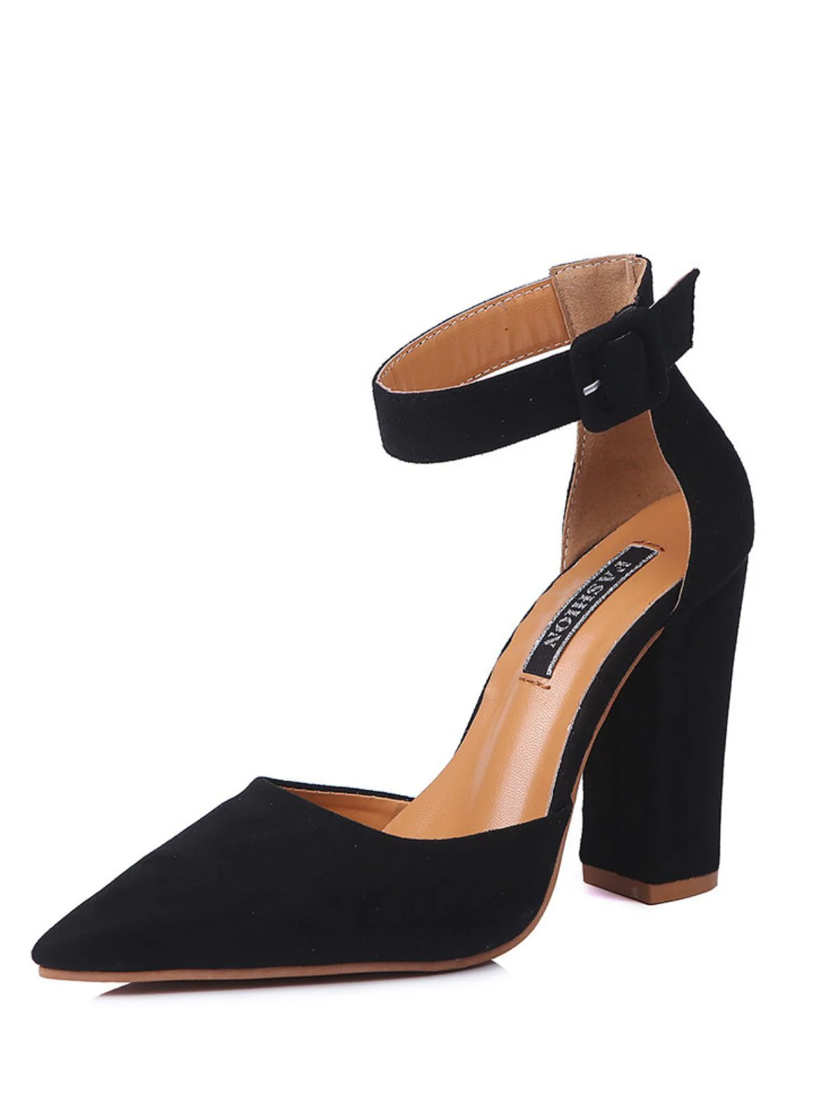 Suede Pointed-Toe Ankle Strap High Heel Pumps - Image 5