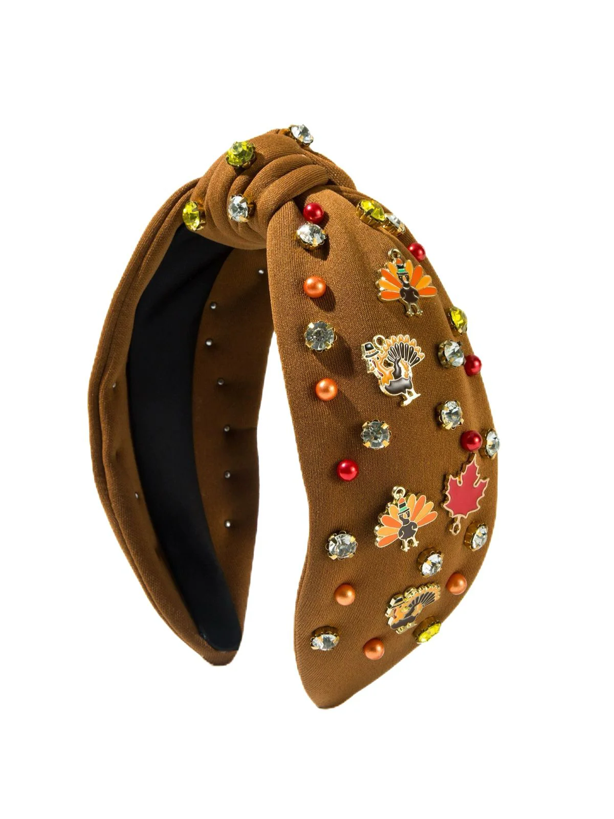 Thanksgiving Alloy Maple Leaf & Turkey Rhinestone Headband - Image 4