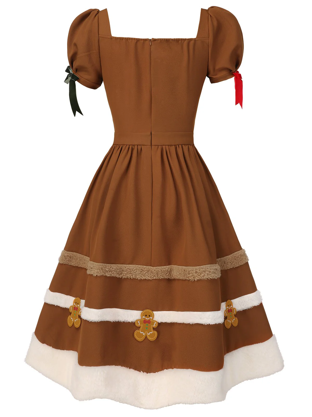 Turmeric 1950s Gingerbread Man Plush Trim Dress - Image 5
