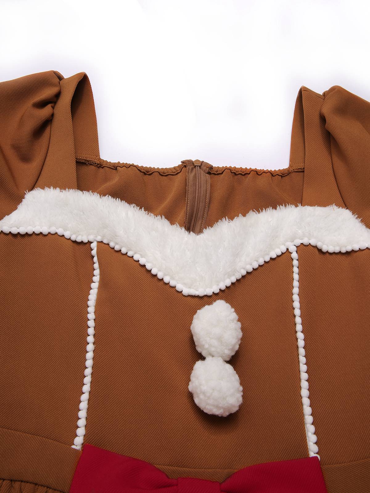 Turmeric 1950s Gingerbread Man Plush Trim Dress - Image 6