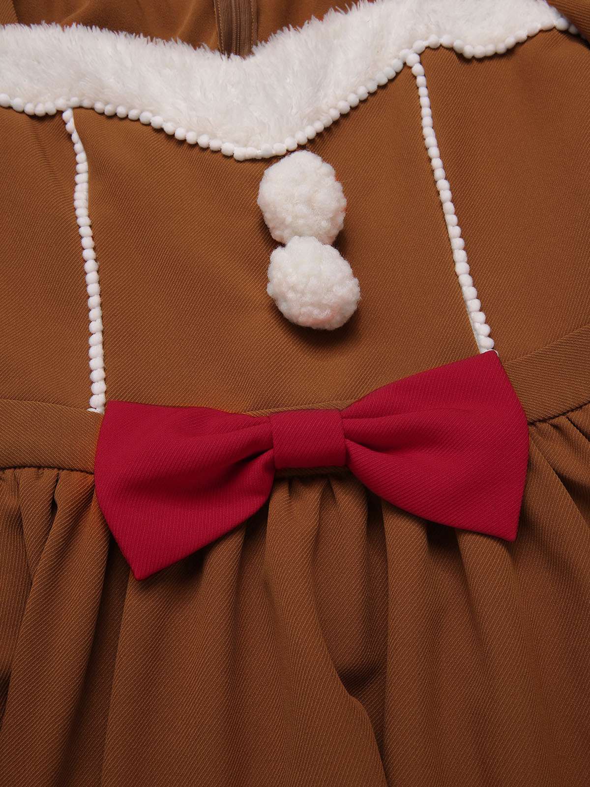 Turmeric 1950s Gingerbread Man Plush Trim Dress - Image 7